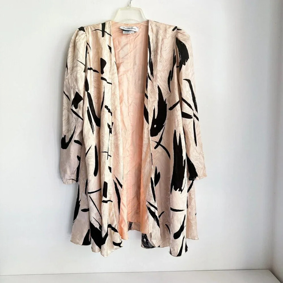 Vintage saks Fifth avenue Silk Blush Pink Black Print Lightweight Blazer 10 - Picture 2 of 9